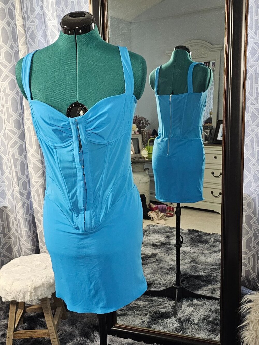 Fashion Nova Bright Blue Corset Mini Dress, NWT Size L